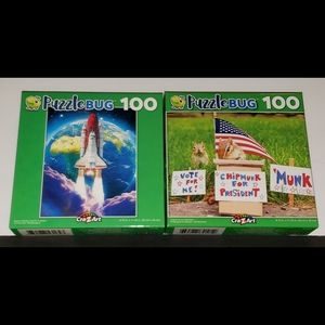 NIB 2 PuzzleBug 100 Piece Puzzles